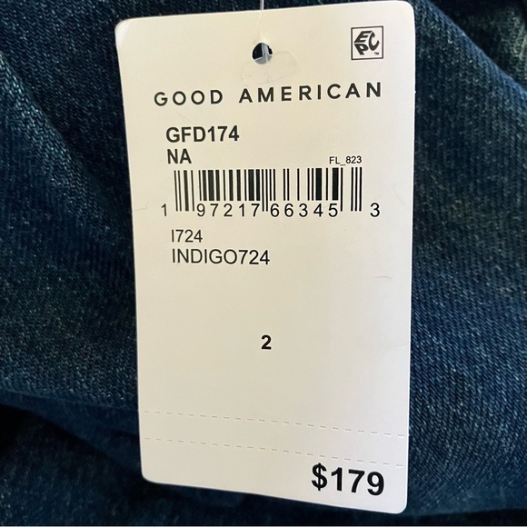 NWT Good American 90S PLEATED DENIM TROUSERS Indigo724 - Picture 10 of 11